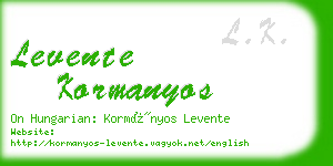 levente kormanyos business card
